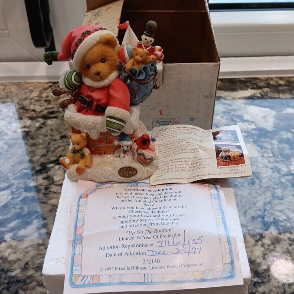 Cherished Teddies Enesco 1997 Kris #272140 "Up On The Rooftop" Vintage BOX&CERT